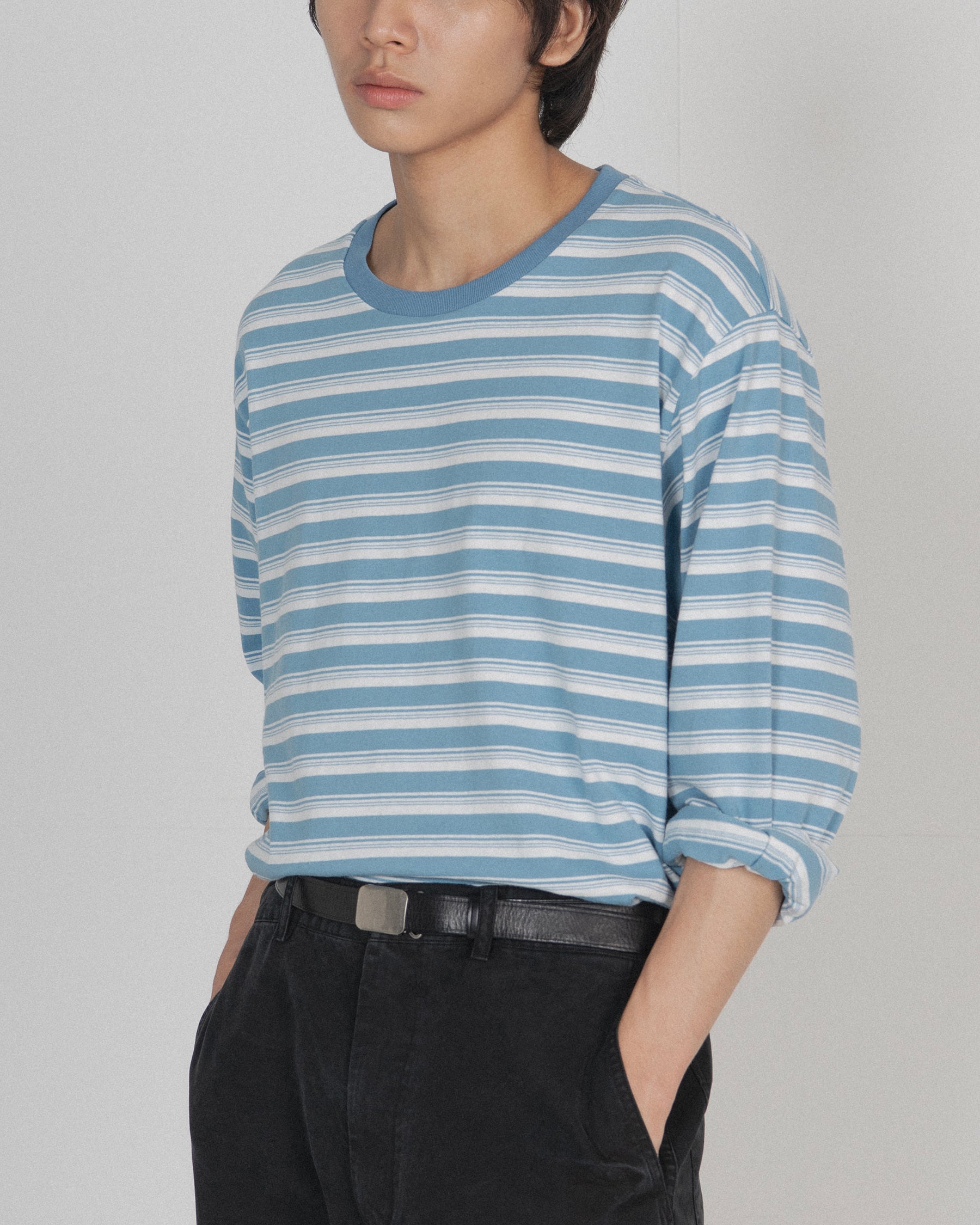 Brownyard - Waist Cut Long Sleeve (Blue Stripe) product image 3 | TRAB K-Fashion Australia