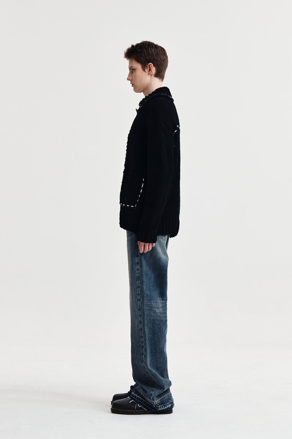 Matin Kim - Handmade Collar Knit Cardigan (Black) product image 6 | TRAB K-Fashion Australia