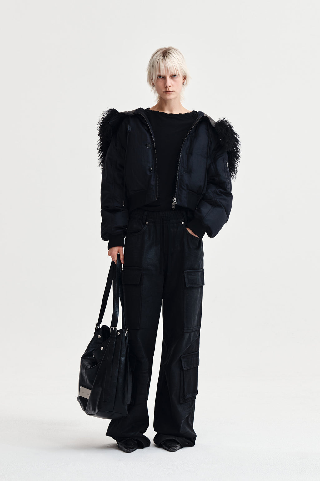 Matin Kim - Coating Cargo Denim Pants (Black) product image 8 | TRAB K-Fashion Australia