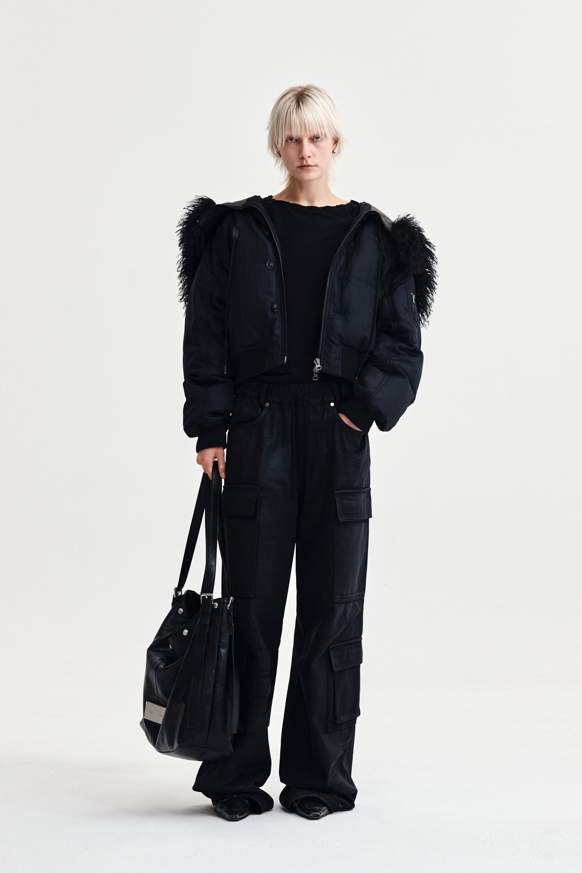 Matin Kim - Coating Cargo Denim Pants (Black) product image 8 | TRAB K-Fashion Australia