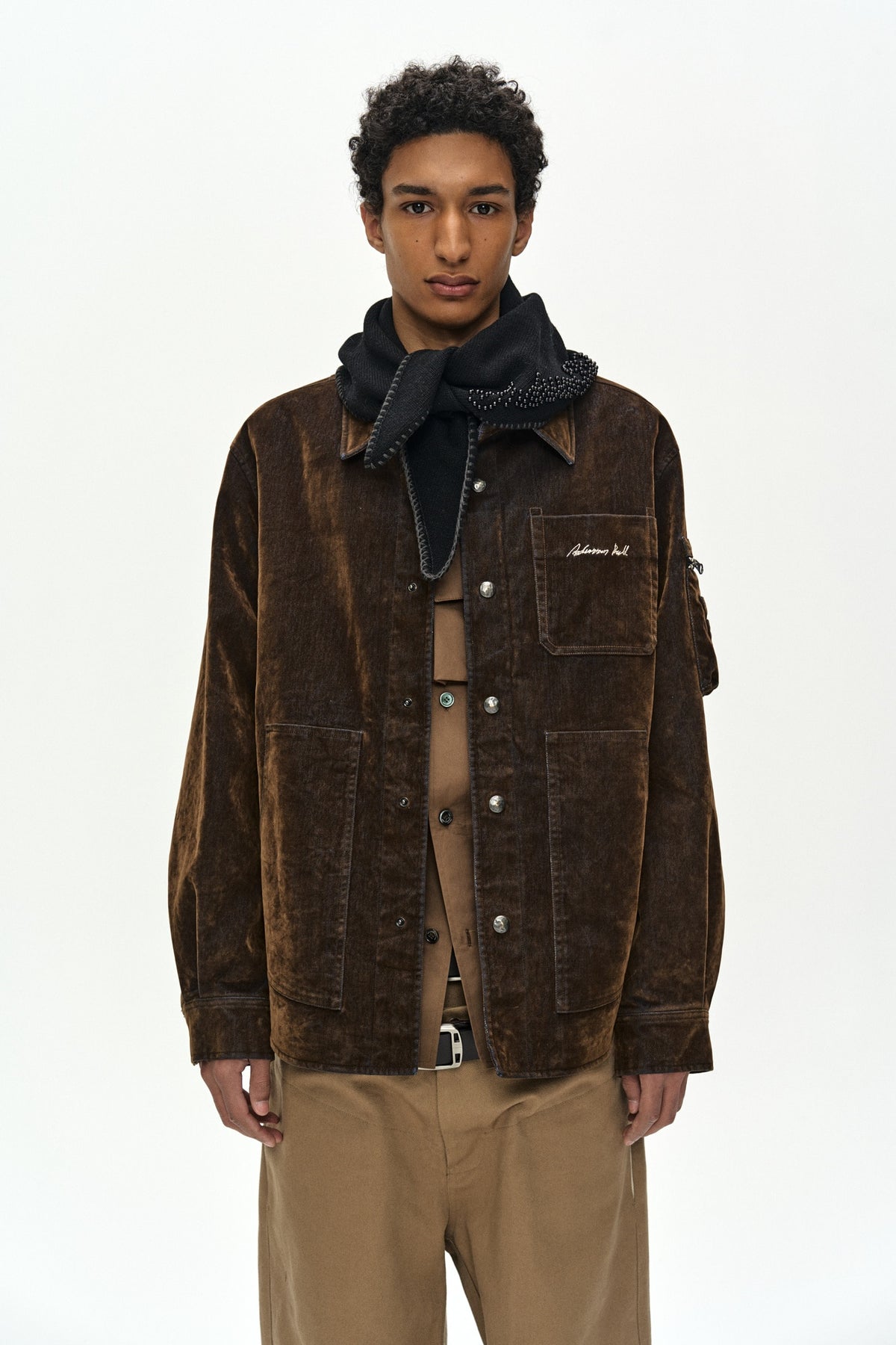 Andersson Bell - Flock Velvet Padded Shirt (Brown) product image 6 | TRAB K-Fashion Australia