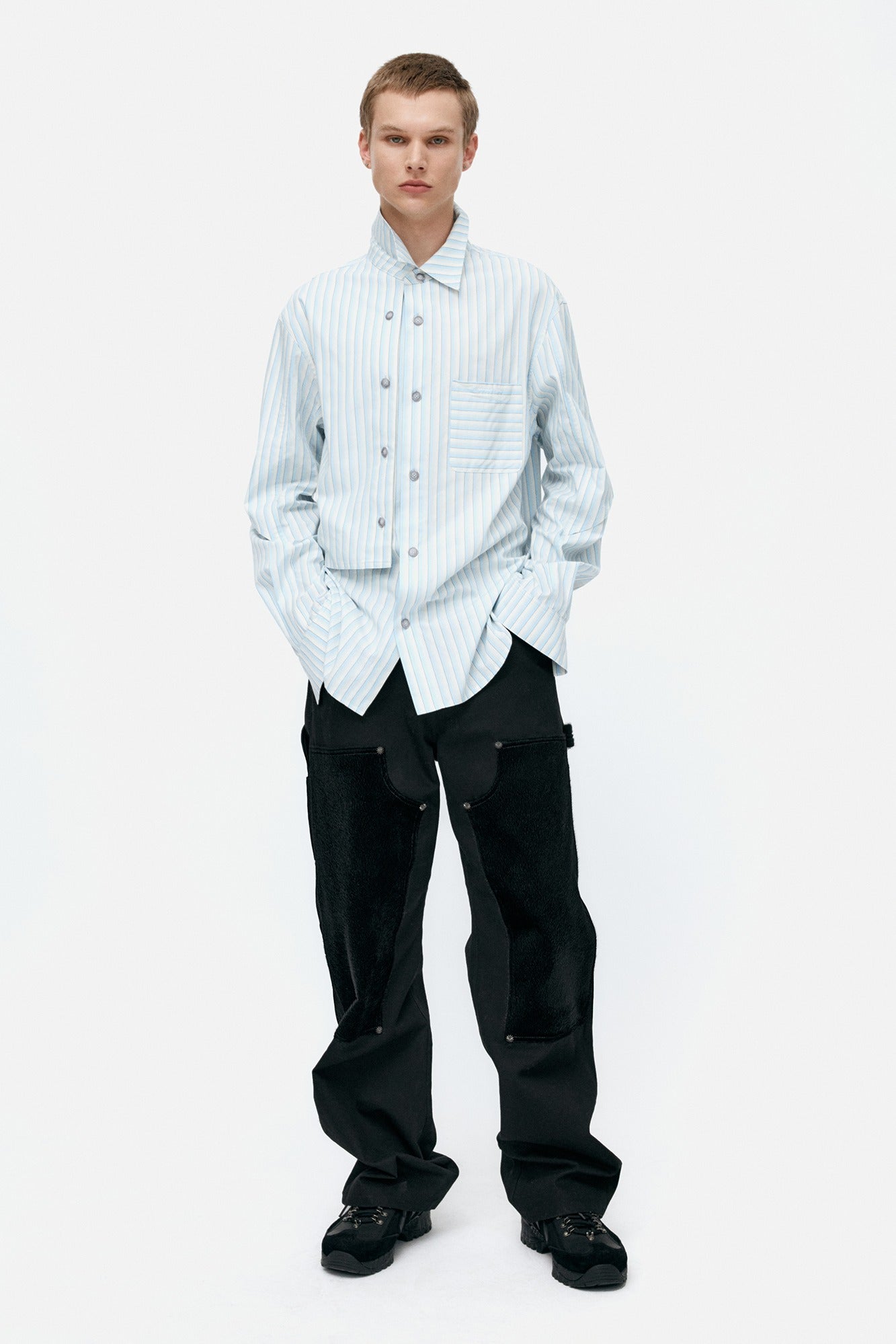 Andersson Bell - Stripe Layered Shirt (Blue) product image 1 | TRAB K-Fashion Australia