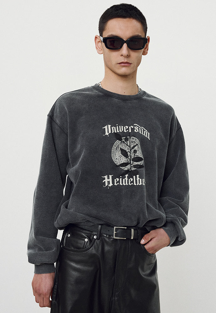 Tonywack - Embroidery Overlap College Sweatshirt (Faded Black) product image 2 | TRAB K-Fashion Australia