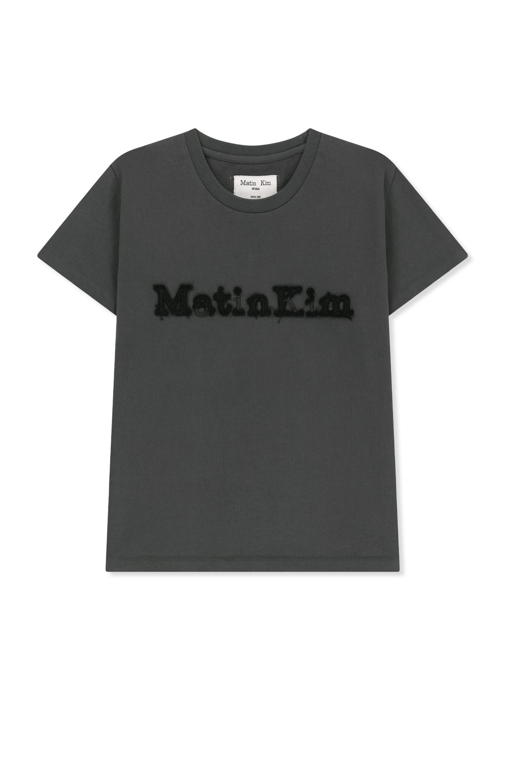 Matin Kim - Applique Logo Slim Top (Charcoal) product image 1 | TRAB K-Fashion Australia