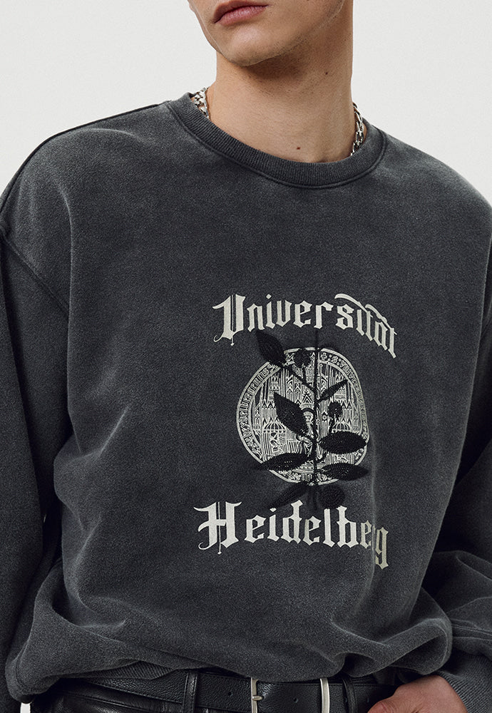 Tonywack - Embroidery Overlap College Sweatshirt (Faded Black) product image 4 | TRAB K-Fashion Australia