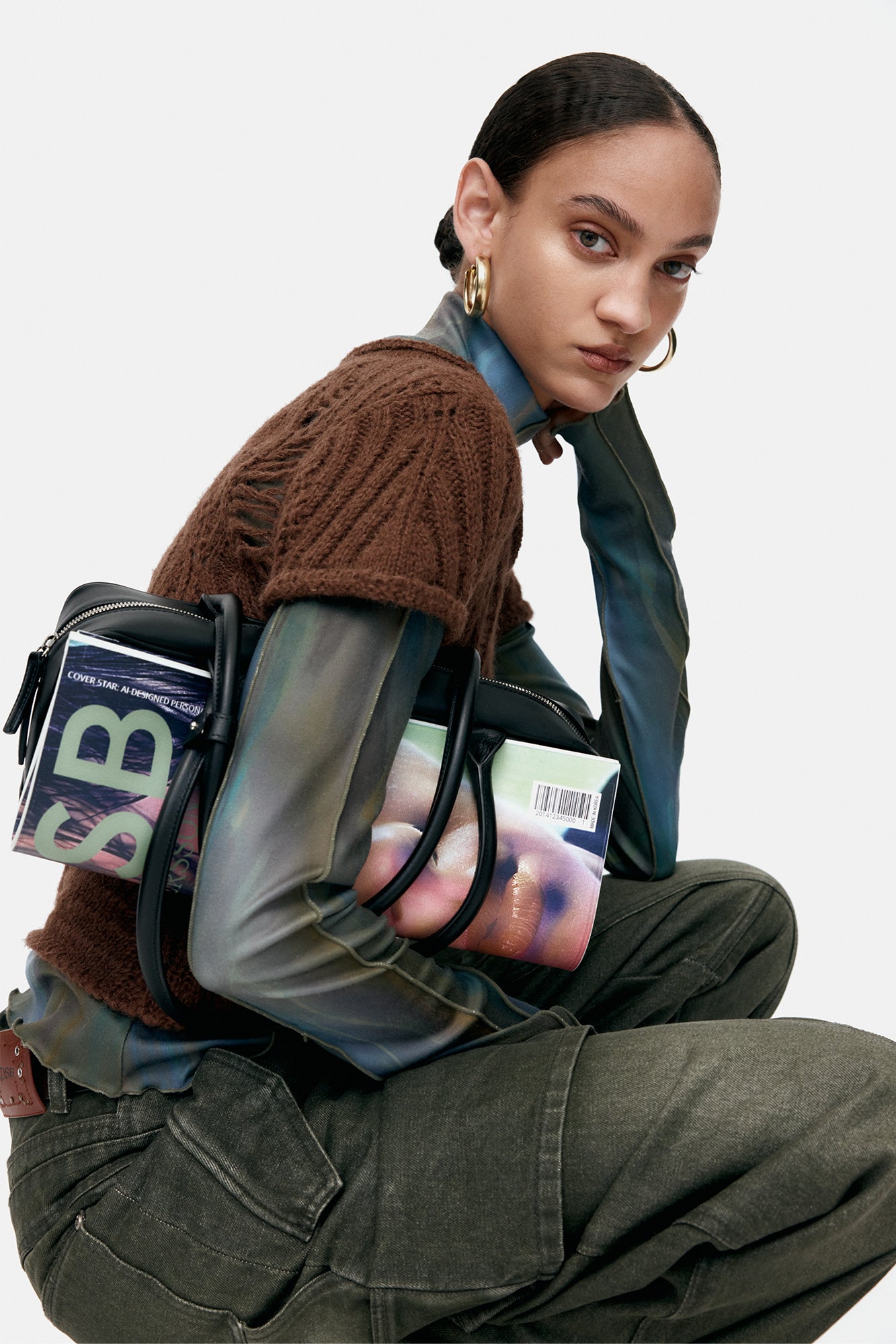 Andersson Bell - Cap Sleeve Sweater Layered Top (Brown) product image 7 | TRAB K-Fashion Australia