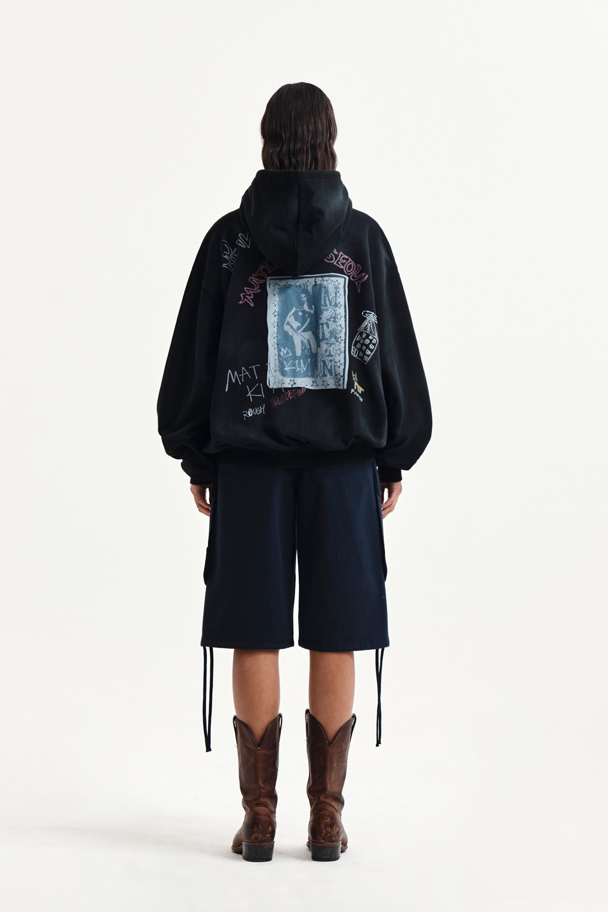 Matin Kim - Vintage Washed Graffiti Hoody Zip Up (Black) product image 7 | TRAB K-Fashion Australia