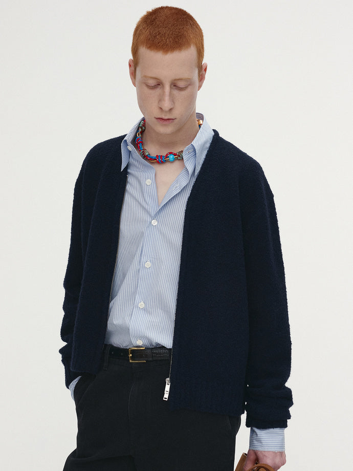 Tonywack - Baby Alpaca Brushed Zip Cardigan (Navy) product image 1 | TRAB K-Fashion Australia