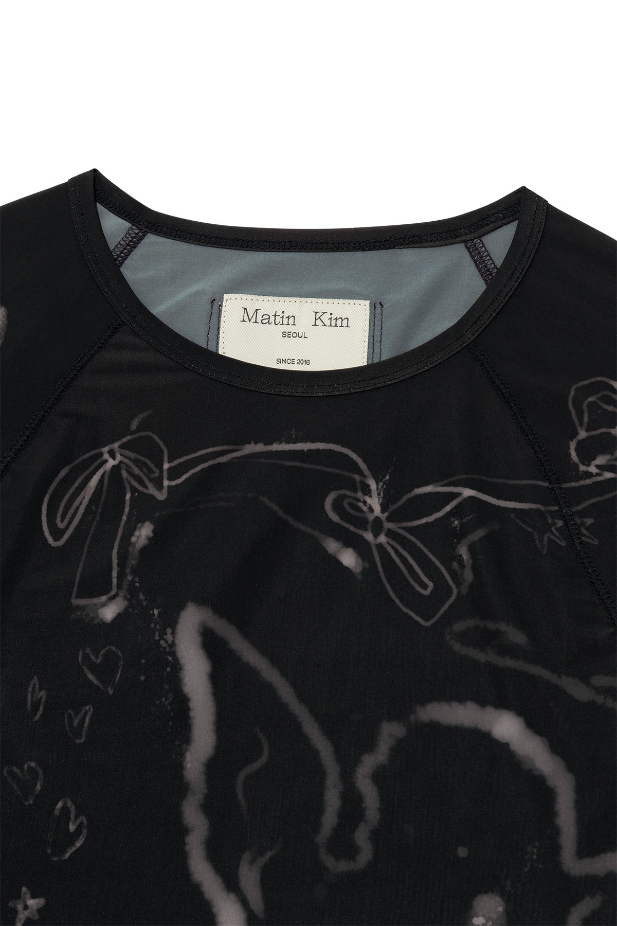 Matin Kim - See Through Printing Top (Black) product image 3 | TRAB K-Fashion Australia