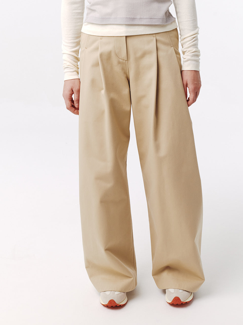 Kijun - Curved Seam Wide Pants (Beige) product image 5 | TRAB K-Fashion Australia