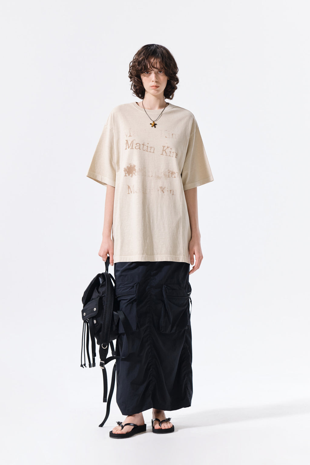 Matin Kim - [Pre-Order – Ships June 22] Pigment Graffiti Logo Top (Beige) product image 8 | TRAB K-Fashion Australia
