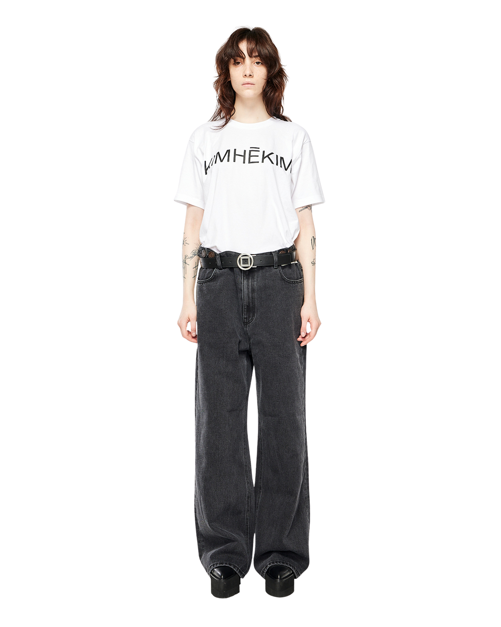 Kimhe Kim - Coin Logo Belt (Black/Silver) product image 1 | TRAB K-Fashion Australia