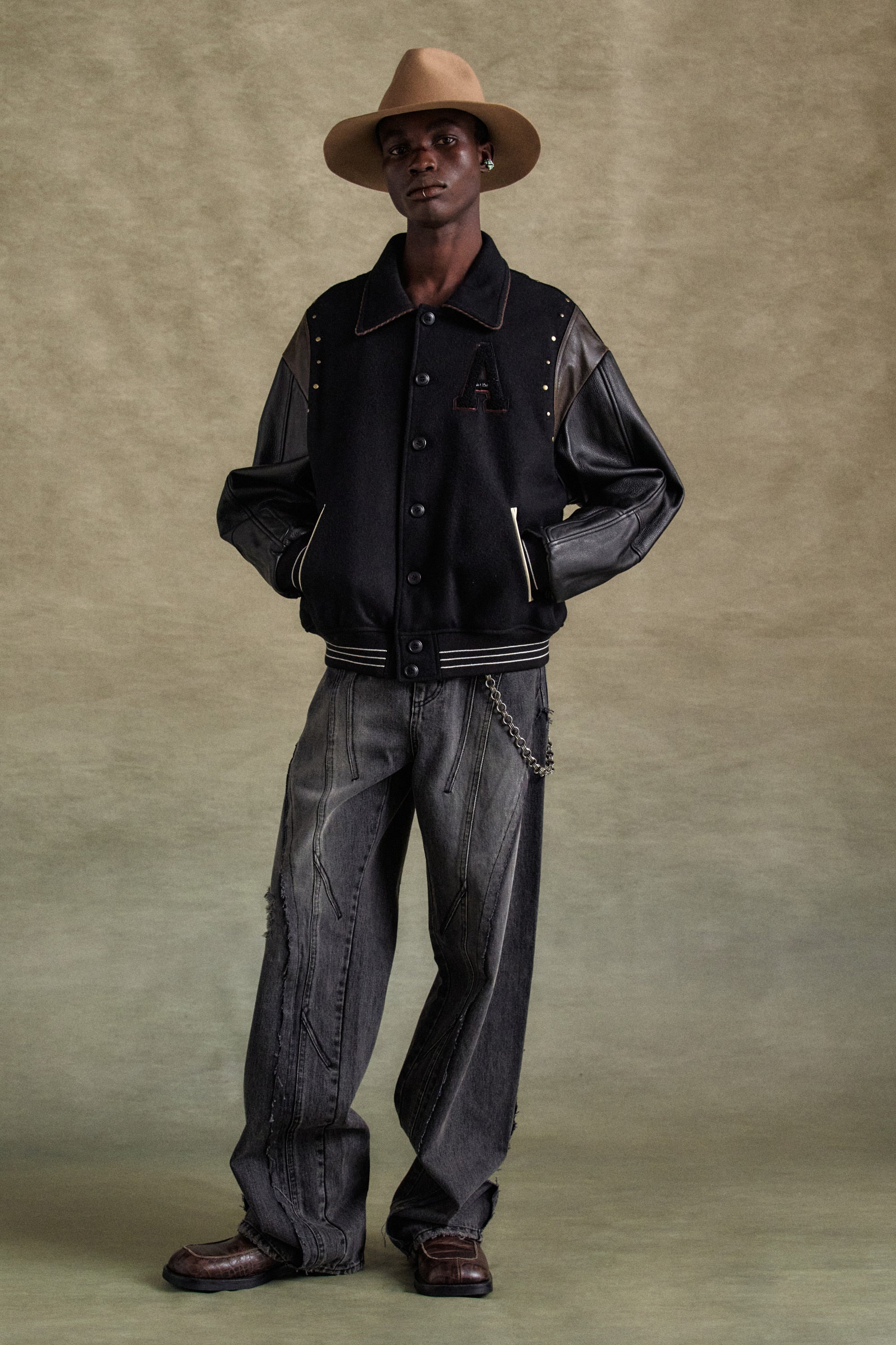 Andersson Bell - A Patch Wool & Leather Varsity Jacket (Black) product image 5 | TRAB K-Fashion Australia