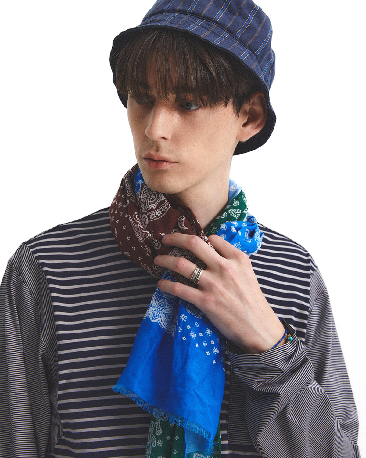 Eastlogue - Silk Scarf (Green & Brown & Blue) product image 3 | TRAB K-Fashion Australia