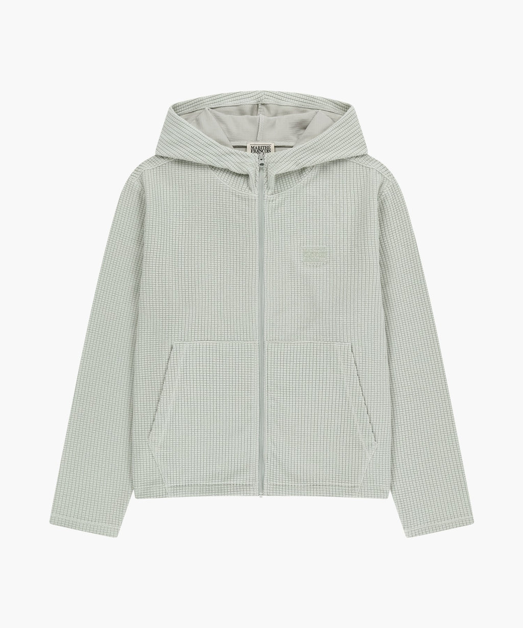 Marithe & Francois Girbaud - Grid Fleece Hoodie Zipup (Ecru) product image 1 | TRAB K-Fashion Australia