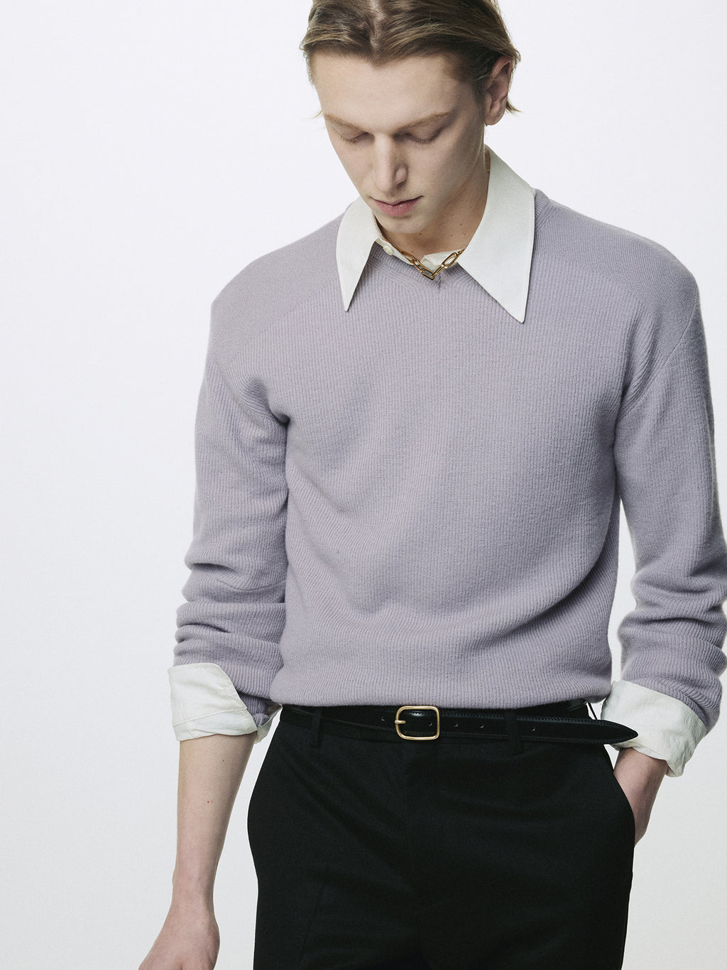 Tonywack - Super Fine Wool Commando V-Neck Knit (Slate Grey) product image 7 | TRAB K-Fashion Australia