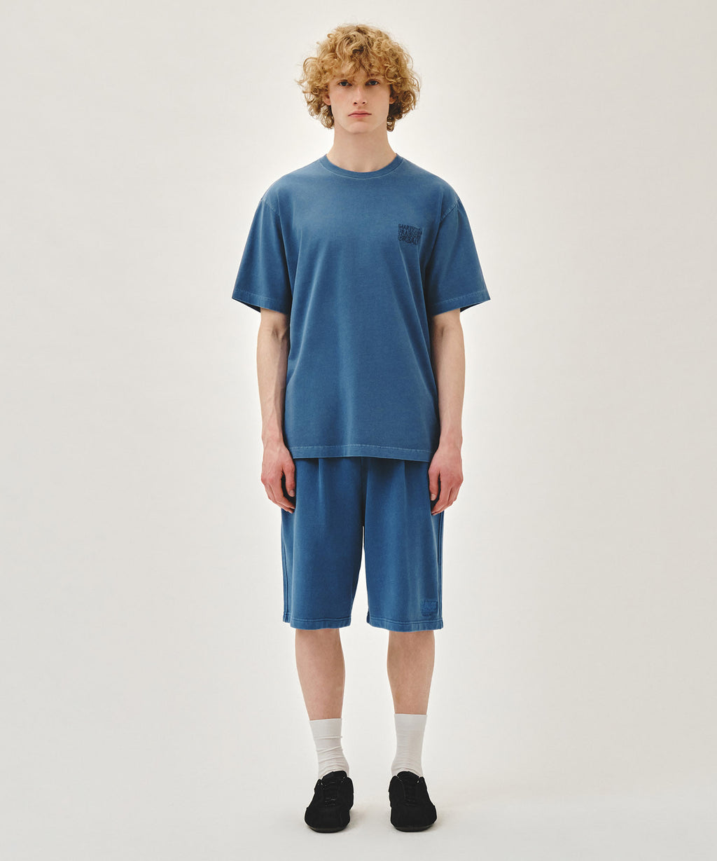 Marithe & Francois Girbaud - Outline Classic Logo Dyeing Bermuda Sweat Shorts (Blue) product image 3 | TRAB K-Fashion Australia