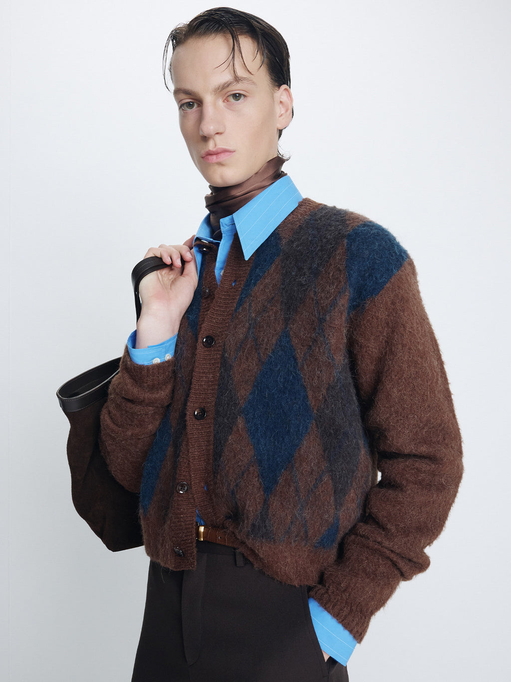 Tonywack - Brushed Argyle Cardigan (Mocha Brown) product image 6 | TRAB K-Fashion Australia
