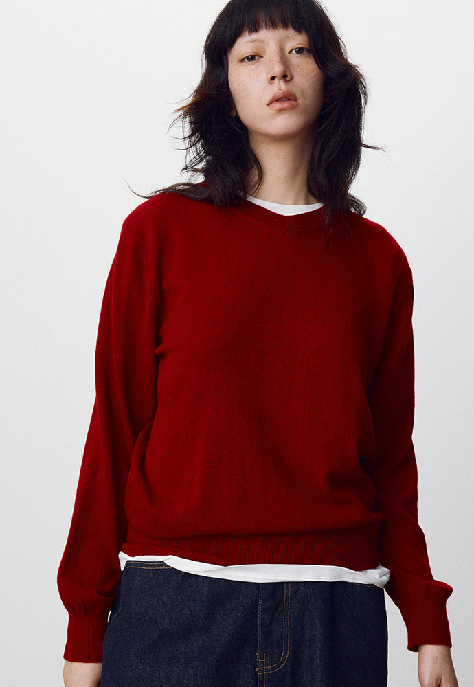 Tonywack - Pure Cashmere V-Neck Sweater (Red) product image 1 | TRAB K-Fashion Australia