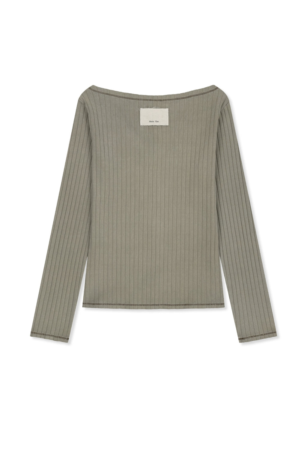 Matin Kim - Vintage Washed Ribbed Snap Top (Light Khaki) product image 2 | TRAB K-Fashion Australia