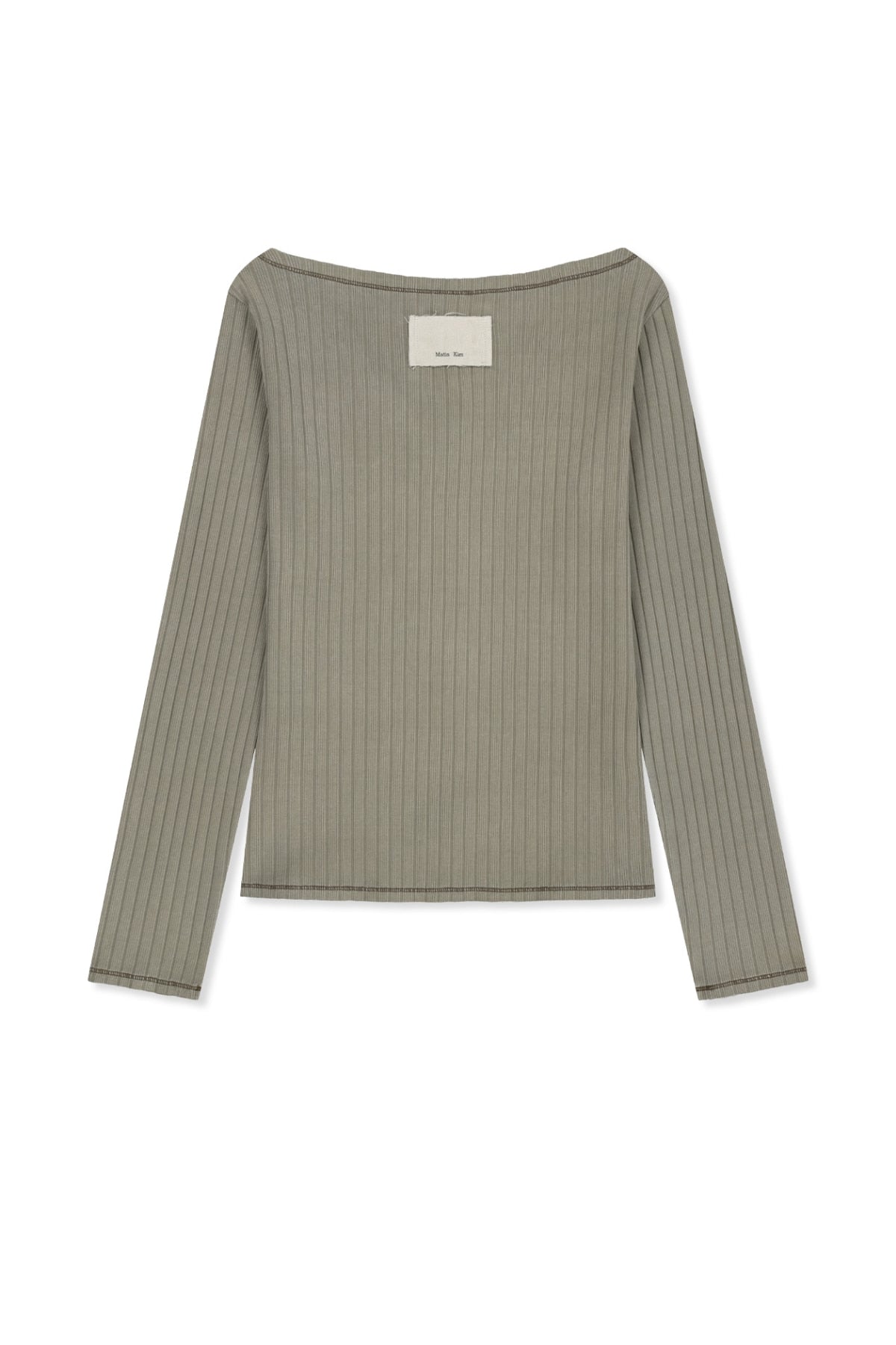 Matin Kim - Vintage Washed Ribbed Snap Top (Light Khaki) product image 2 | TRAB K-Fashion Australia