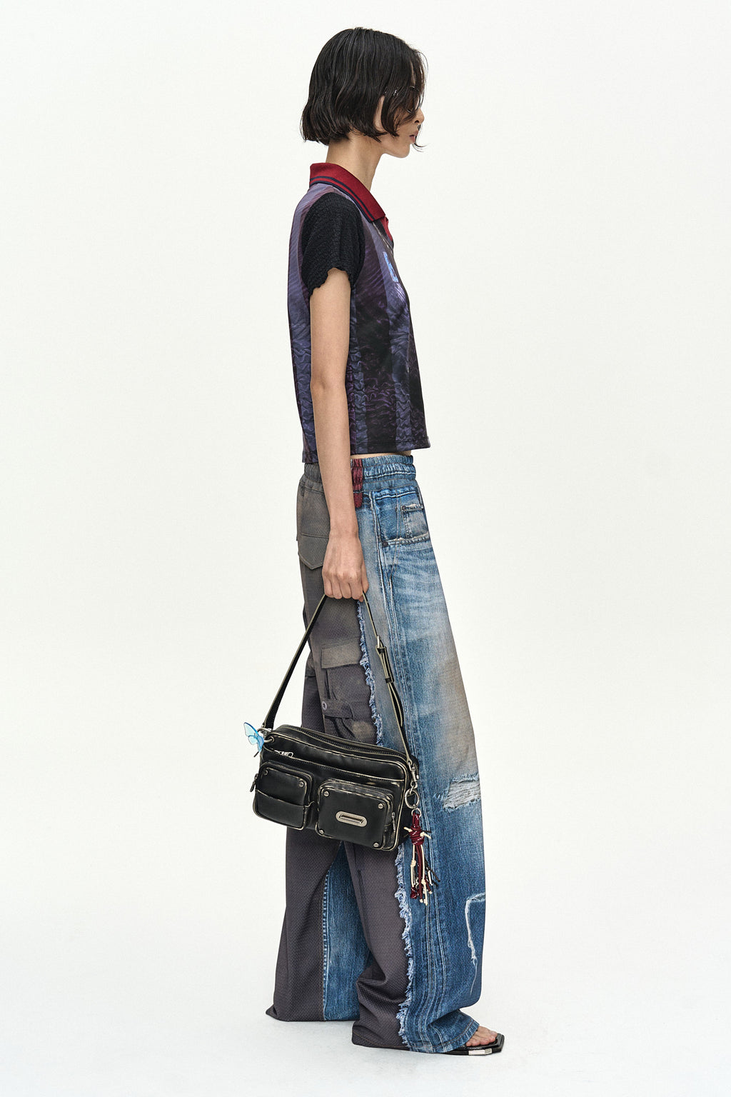Andersson Bell - Vintage Printed Collar Top (Navy/Wine) product image 3 | TRAB K-Fashion Australia