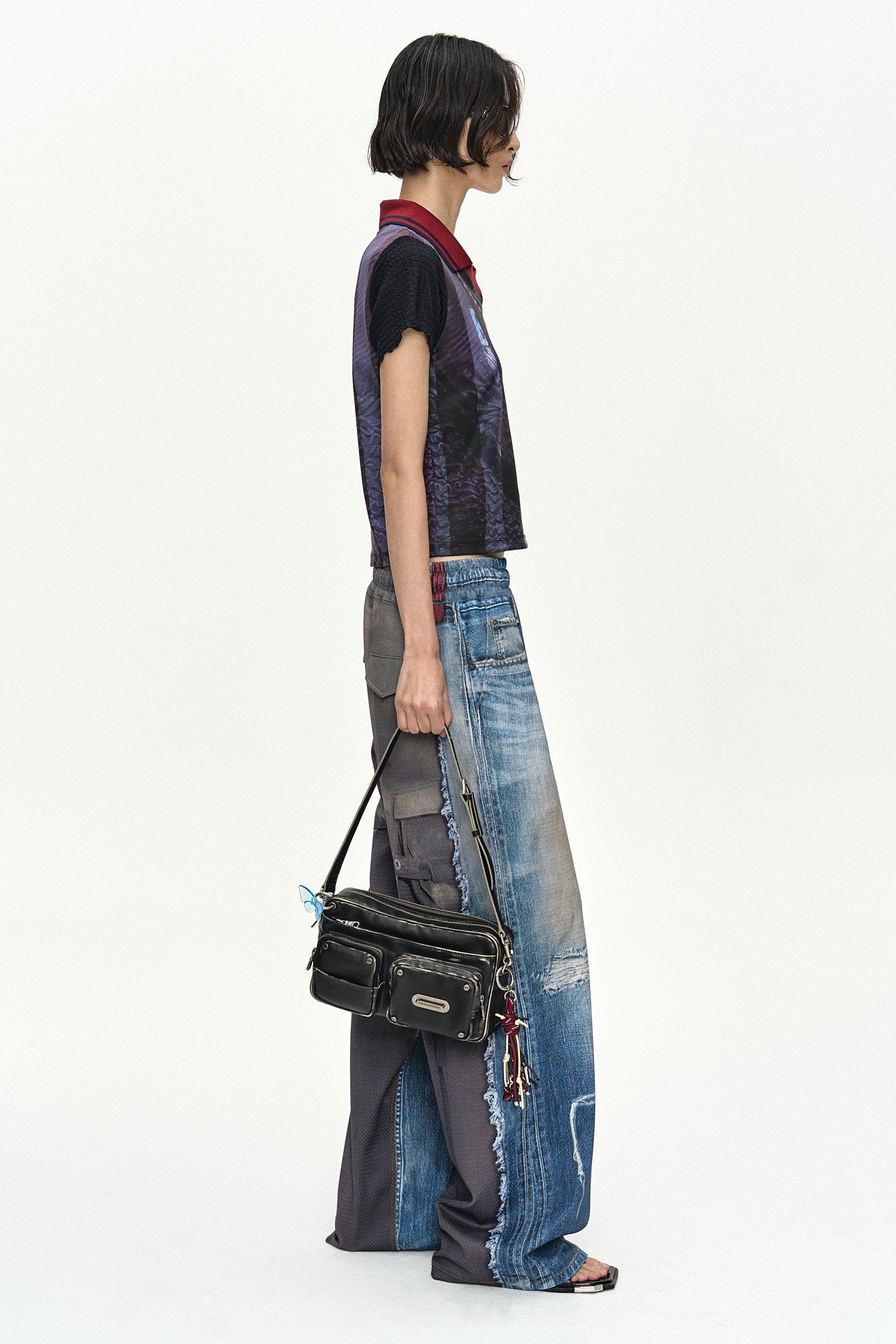 Andersson Bell - Vintage Printed Collar Top (Navy/Wine) product image 3 | TRAB K-Fashion Australia