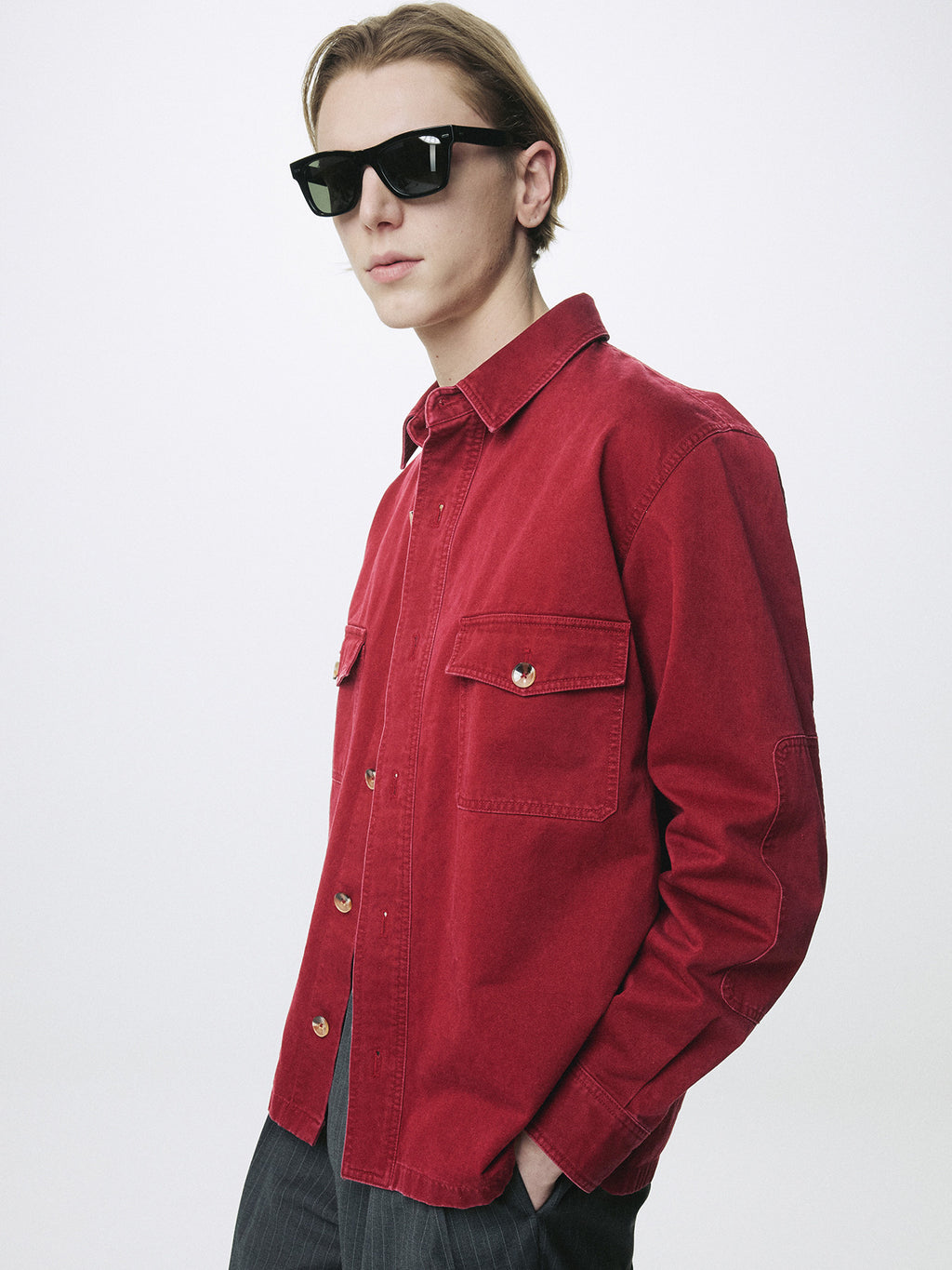 Tonywack - Washed Cotton Twill Overshirt (Red) product image 5 | TRAB K-Fashion Australia