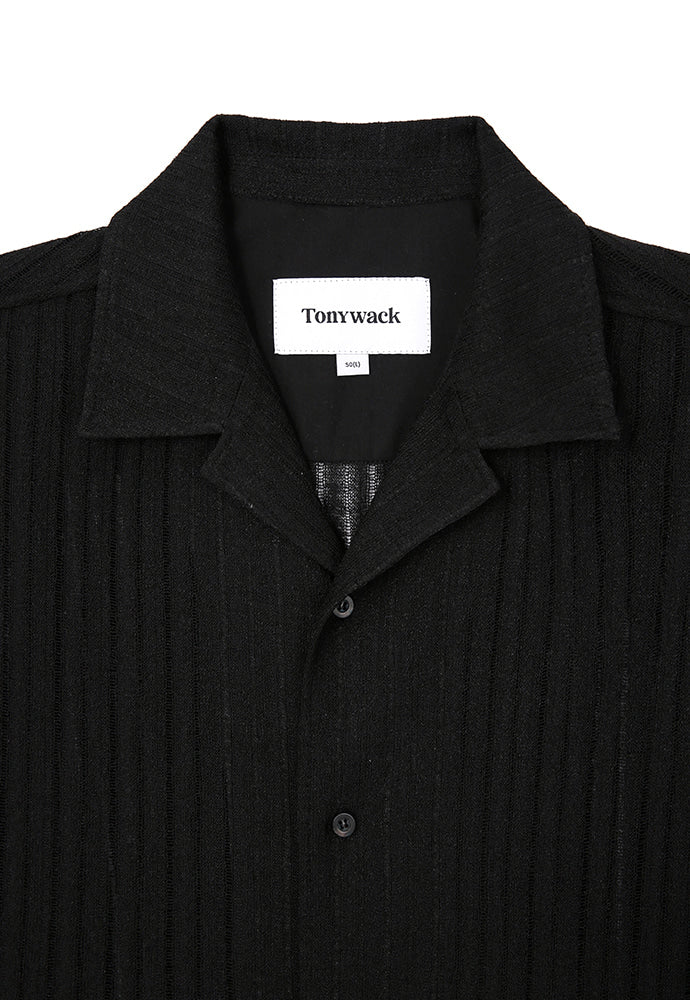 Tonywack - Crochet Camp Collar Half Sleeve Shirt (Black) product image 7 | TRAB K-Fashion Australia