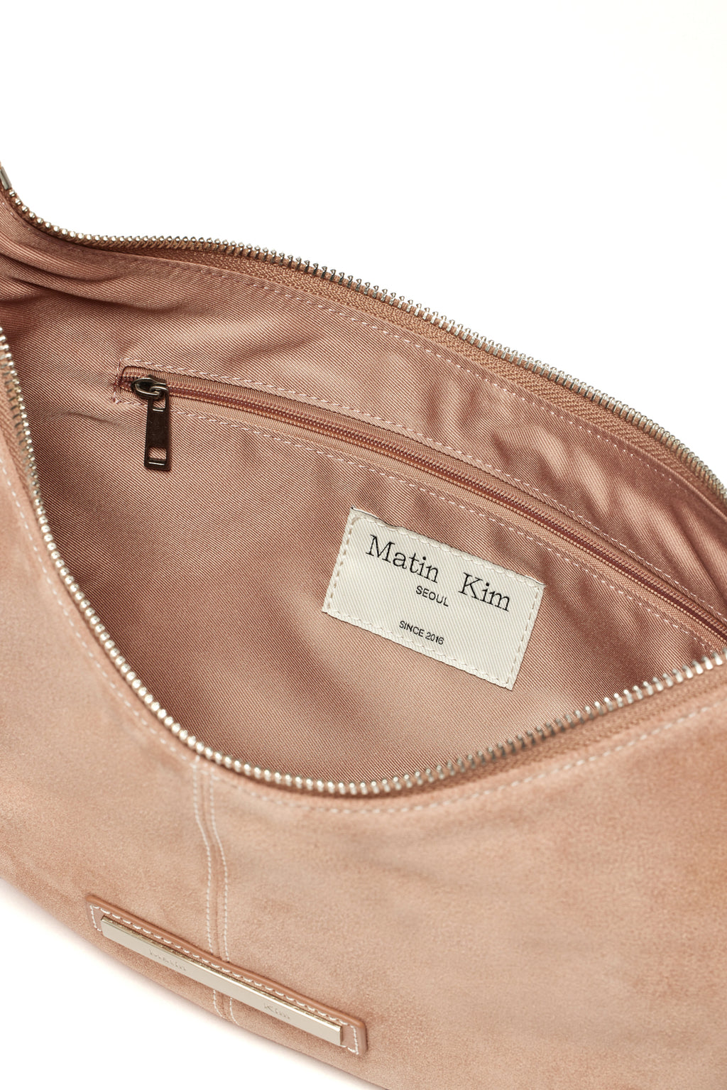 Matin Kim - Half Moon Suede Leather Hobo Bag (Indian Pink) product image 4 | TRAB K-Fashion Australia