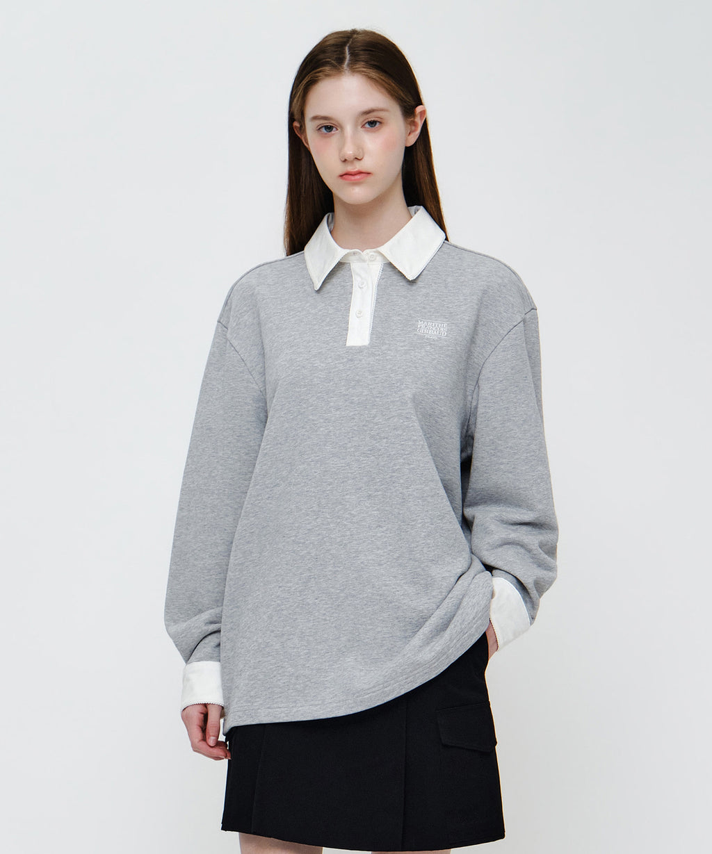 Marithe & Francois Girbaud - Small Classic Logo Lace Collar Sweatshirt (Heather Gray) product image 1 | TRAB K-Fashion Australia