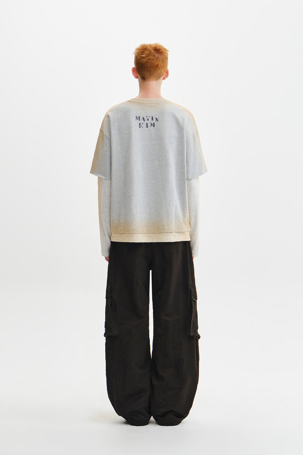 Matin Kim - Dust Washed Logo Layered Top (Grey) product image 10 | TRAB K-Fashion Australia
