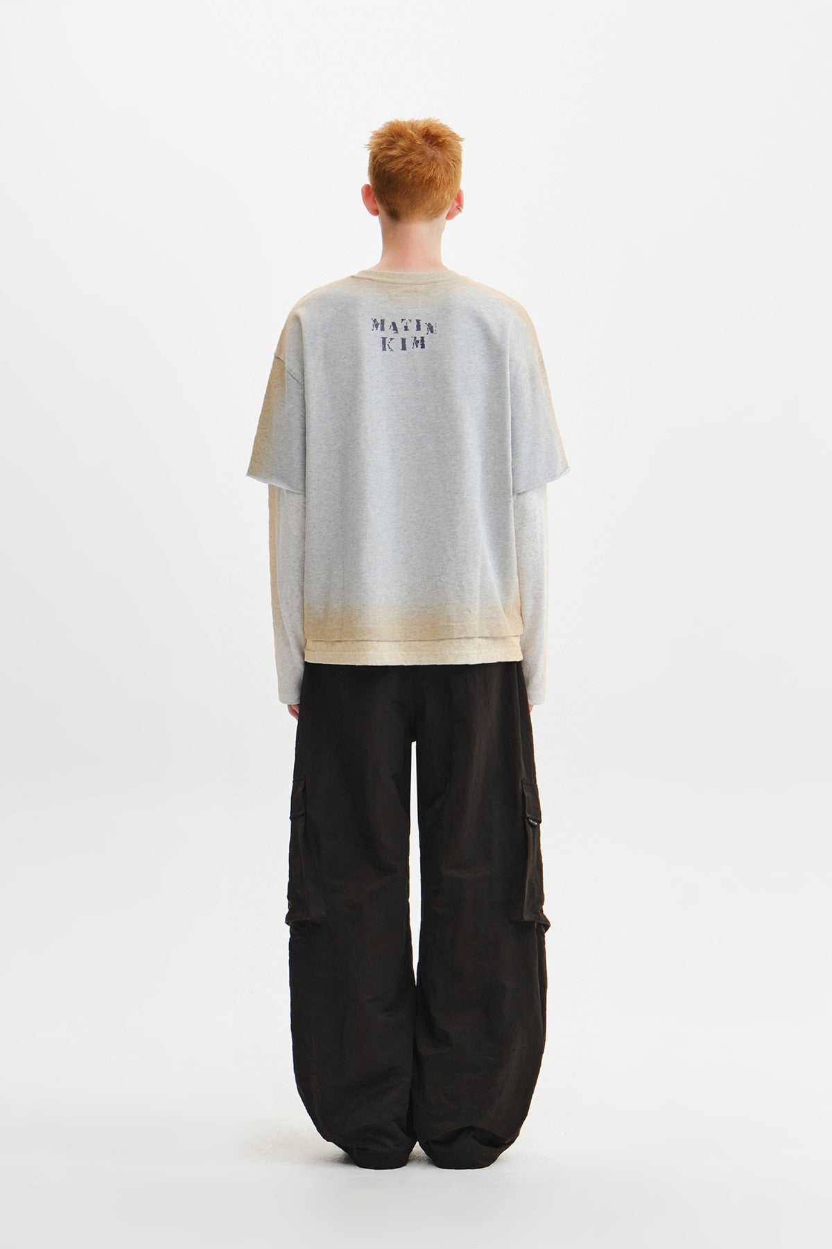 Matin Kim - Dust Washed Logo Layered Top (Grey) product image 10 | TRAB K-Fashion Australia