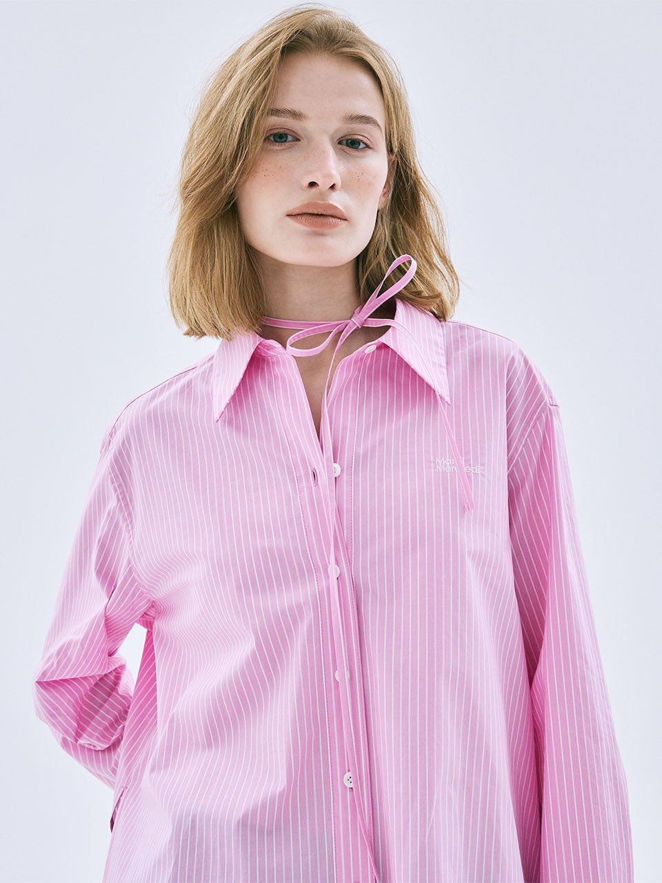 Mardi Mercredi - Tie Shirt Stripe (Pink) product image 1 | TRAB K-Fashion Australia
