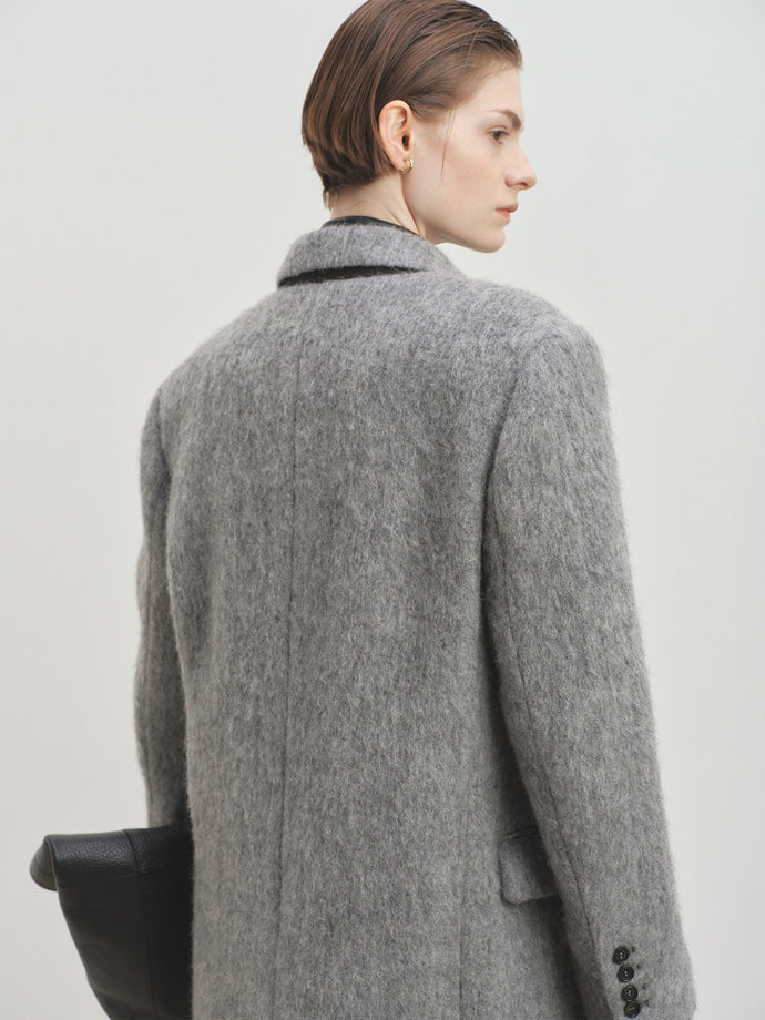 Tonywack - Soft Wool Alpaca Double-Breasted Coat (Melange Grey) product image 7 | TRAB K-Fashion Australia