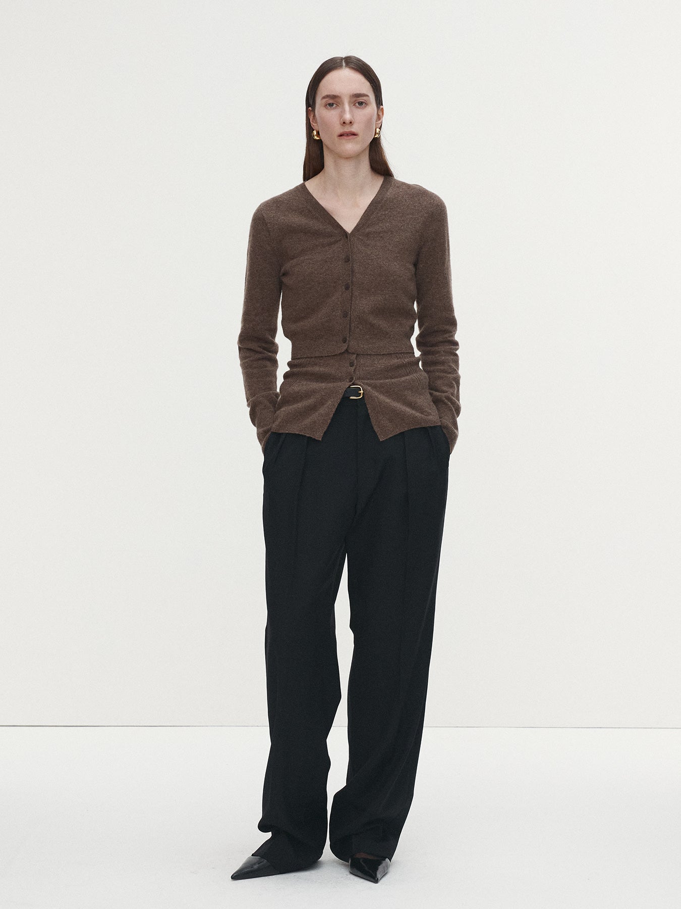 Tonywack - Merino Wool Cropped Cardigan (Brown) product image 2 | TRAB K-Fashion Australia