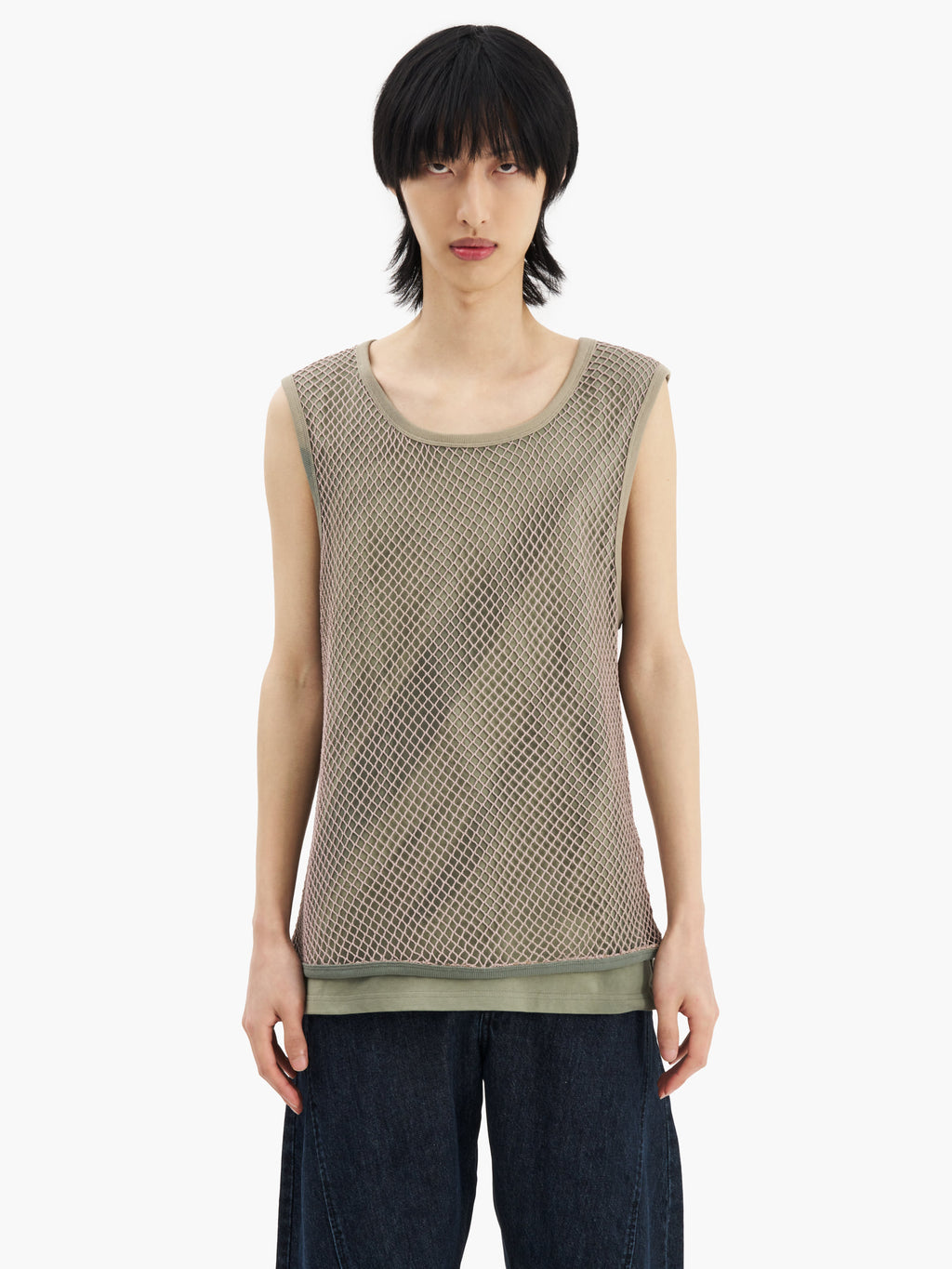 Jiyong Kim - Sun-Bleached Mesh Layered Sleeveless (Green) product image 1 | TRAB K-Fashion Australia