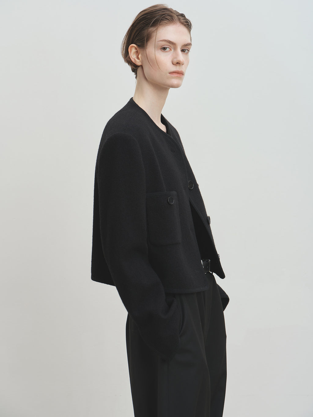 Tonywack - Wool Tweed Cropped Jacket (Black) product image 2 | TRAB K-Fashion Australia