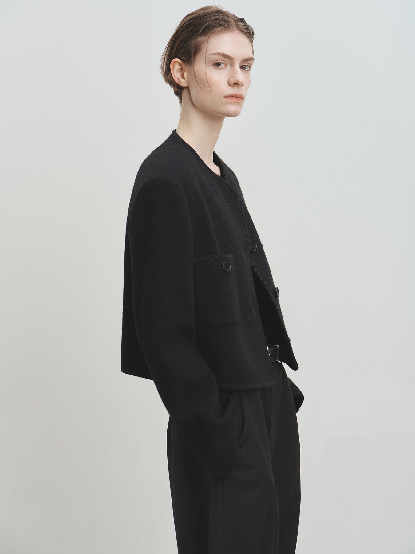 Tonywack - Wool Tweed Cropped Jacket (Black) product image 2 | TRAB K-Fashion Australia