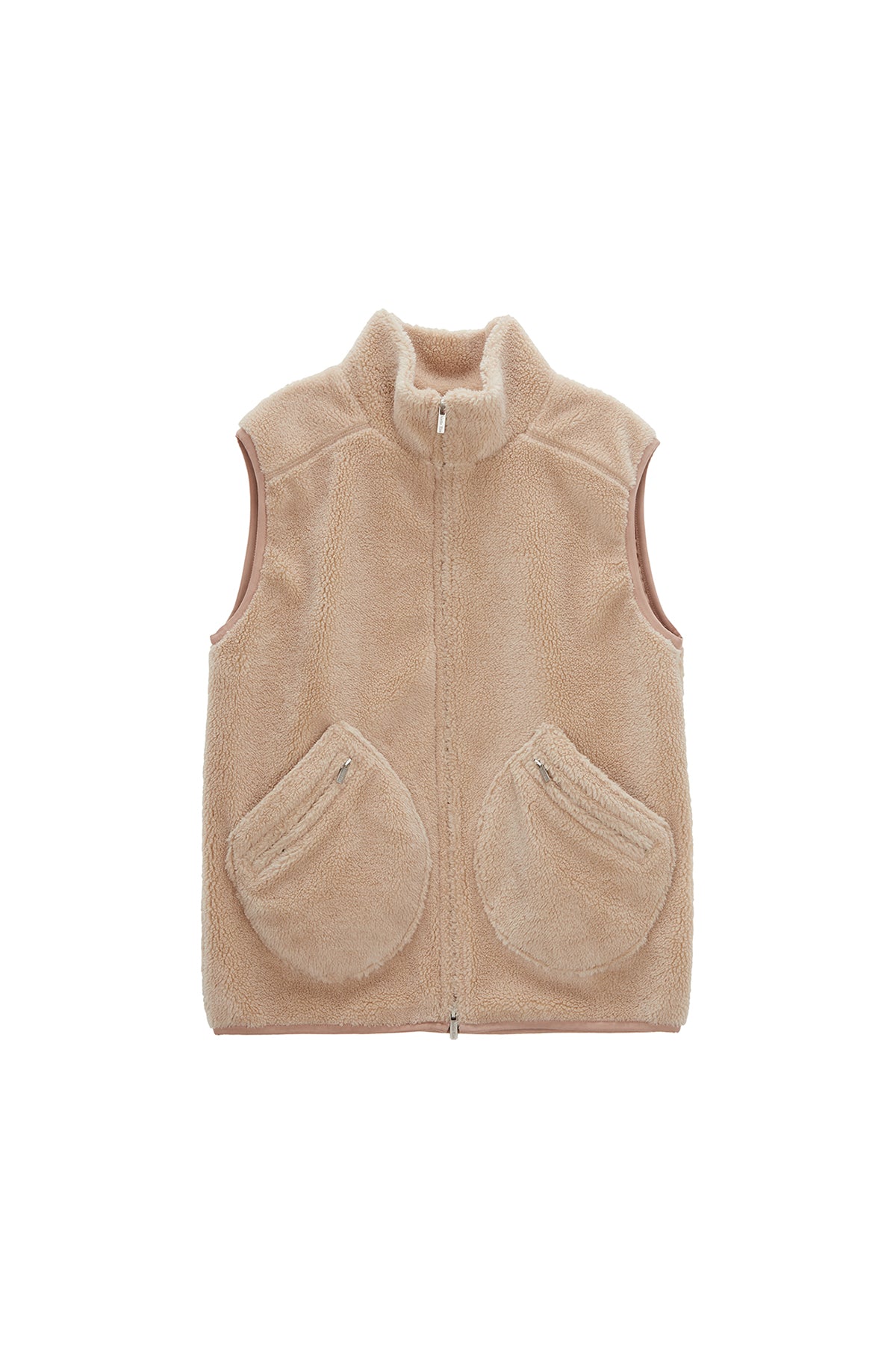 Matin Kim - Round Pocket Fleece Vest (Beige) product image 1 | TRAB K-Fashion Australia