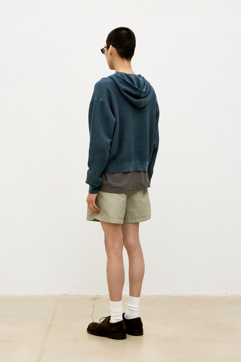 Coor - Waffle Cotton Color Dyed Hoodie Zip-Up (Washed Navy) product image 4 | TRAB K-Fashion Australia