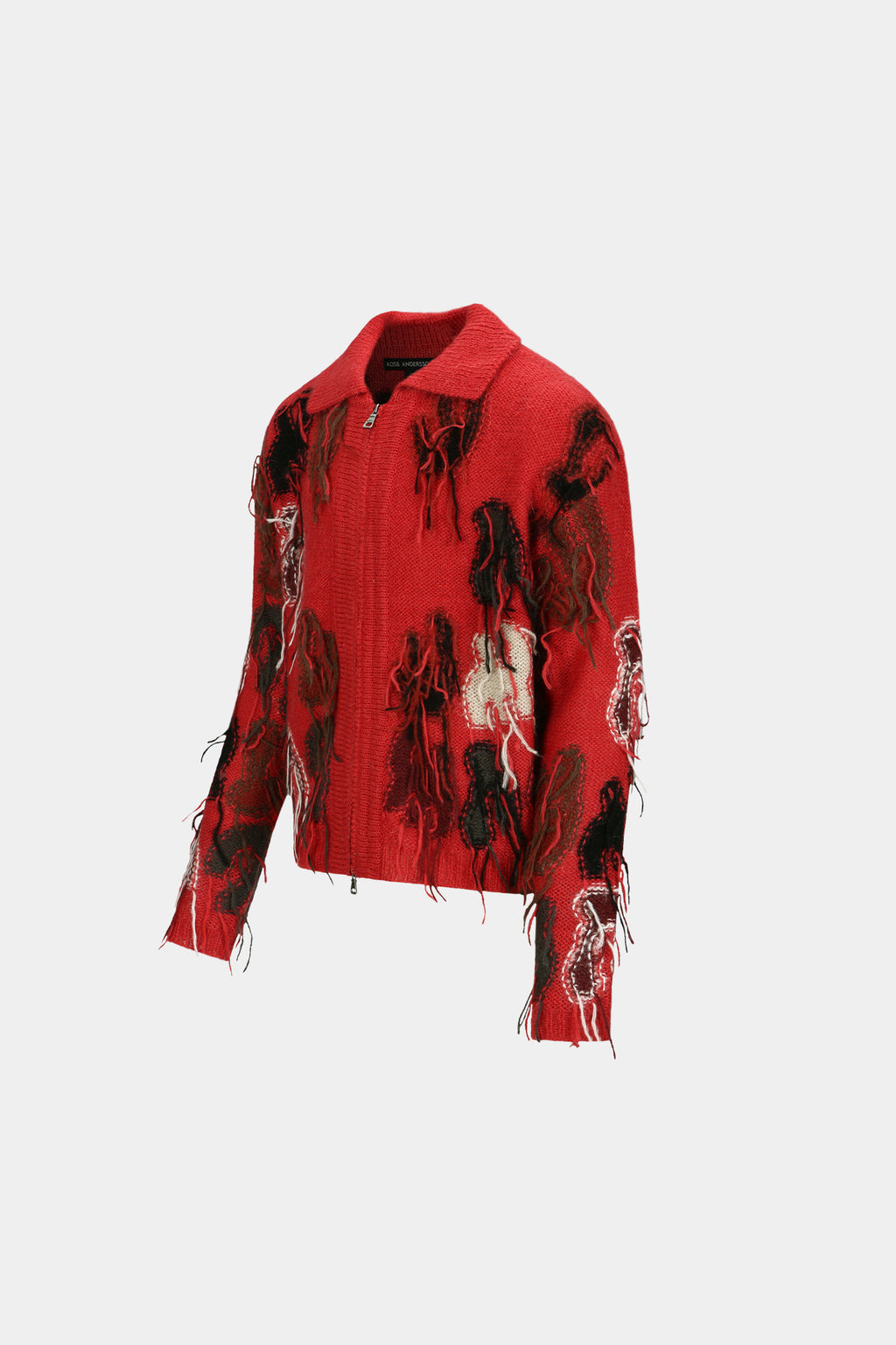 Andersson Bell - Rainbow Intarsia Zip-Up Cardigan (Red) product image 8 | TRAB K-Fashion Australia