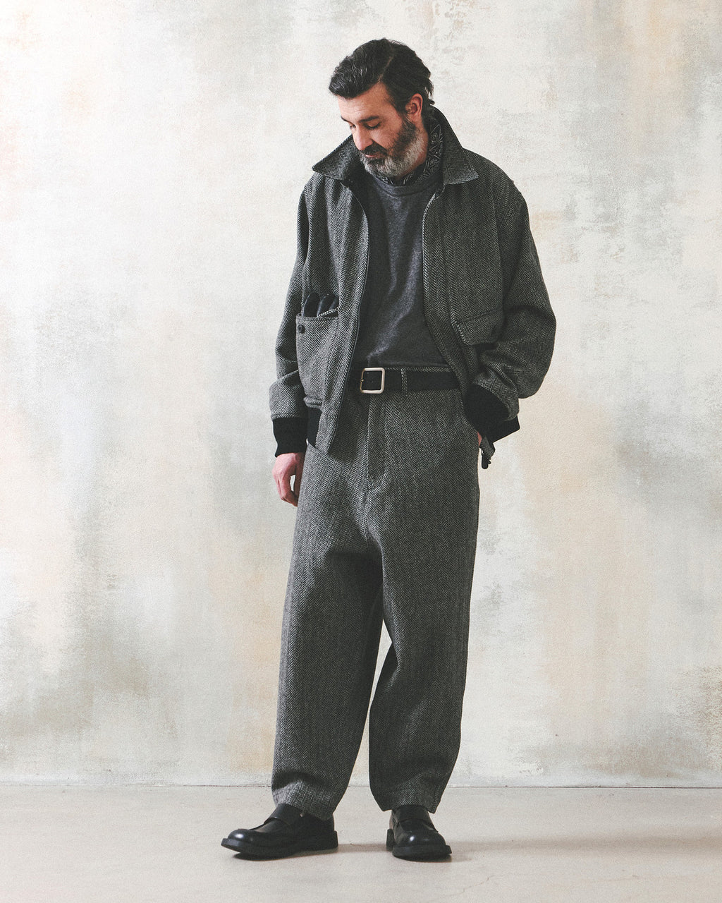 Eastlogue - A-2 Flight Jumper (Black Wool Herringbone) product image 4 | TRAB K-Fashion Australia