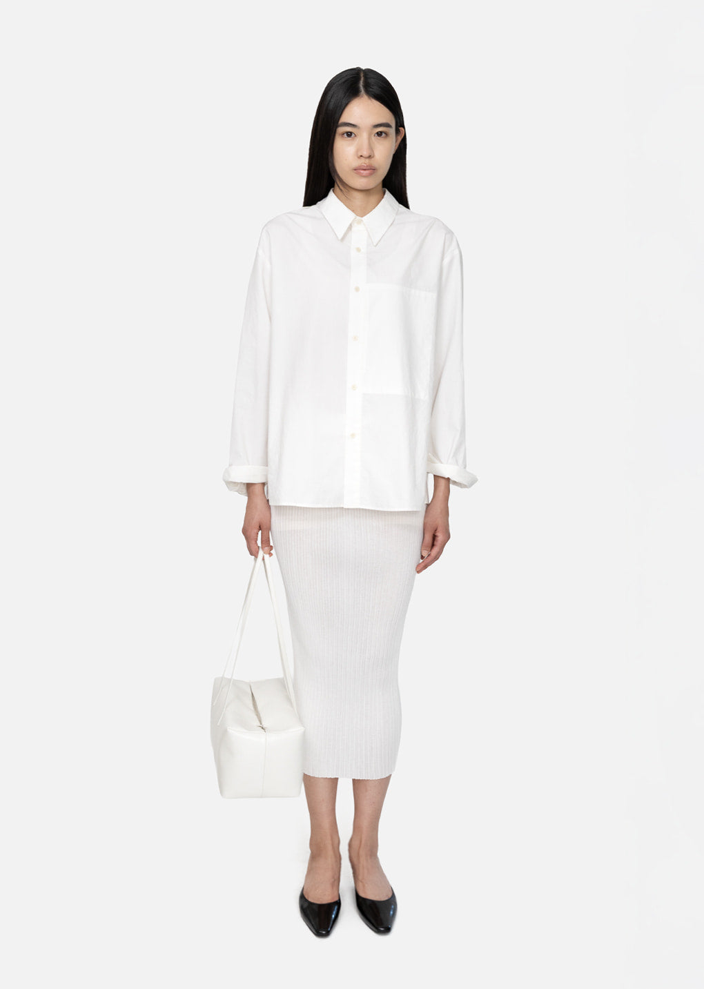 Amomento - Pleats Knit Maxi Skirt (White) product image 2 | TRAB K-Fashion Australia
