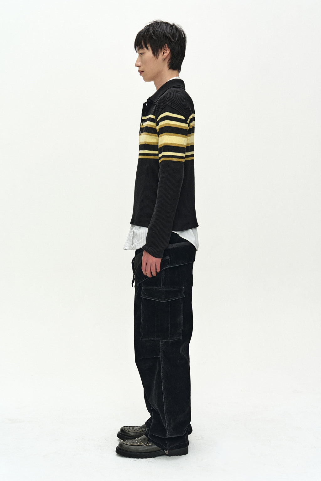 Andersson Bell - Layered Collar Pitt Stripe Polo Sweater (black/lemon) (Black/Lemon) product image 3 | TRAB K-Fashion Australia