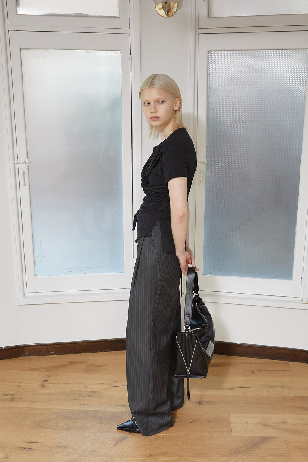 Matin Kim - Tuck Point Stripe Trouser (Charcoal) product image 14 | TRAB K-Fashion Australia