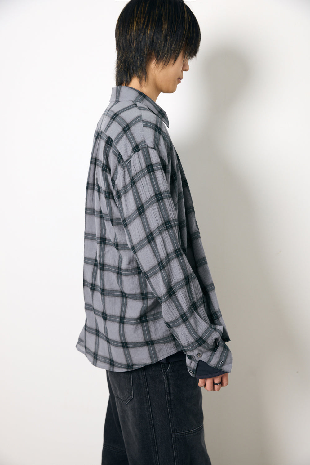 Hatchingroom - Classic Shirt Over Dyed Check (Blue Grey) product image 11 | TRAB K-Fashion Australia