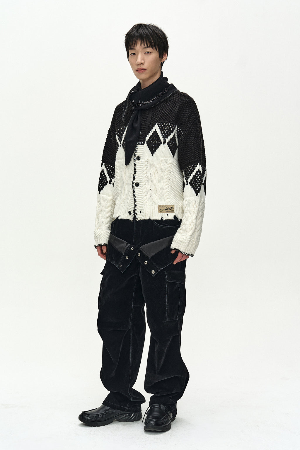 Andersson Bell - Flock Velvet Double Waist Wide-Leg Jeans (black) (Black) product image 9 | TRAB K-Fashion Australia