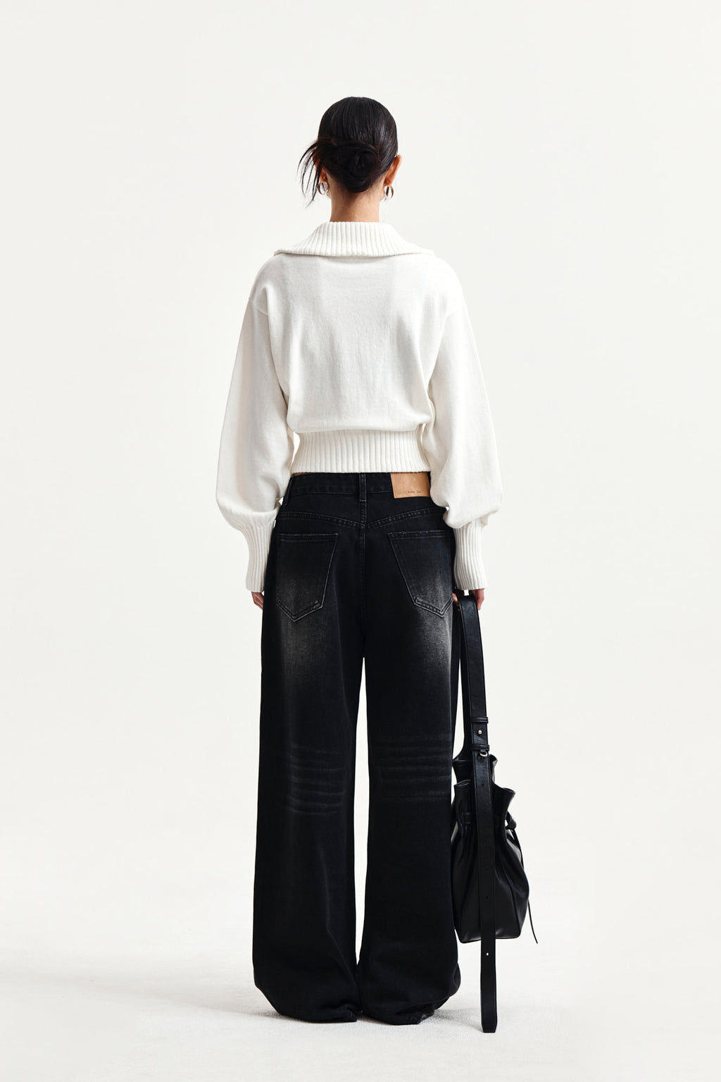 Matin Kim - High Neck Embroidered Logo Zip Up (Ivory) product image 7 | TRAB K-Fashion Australia