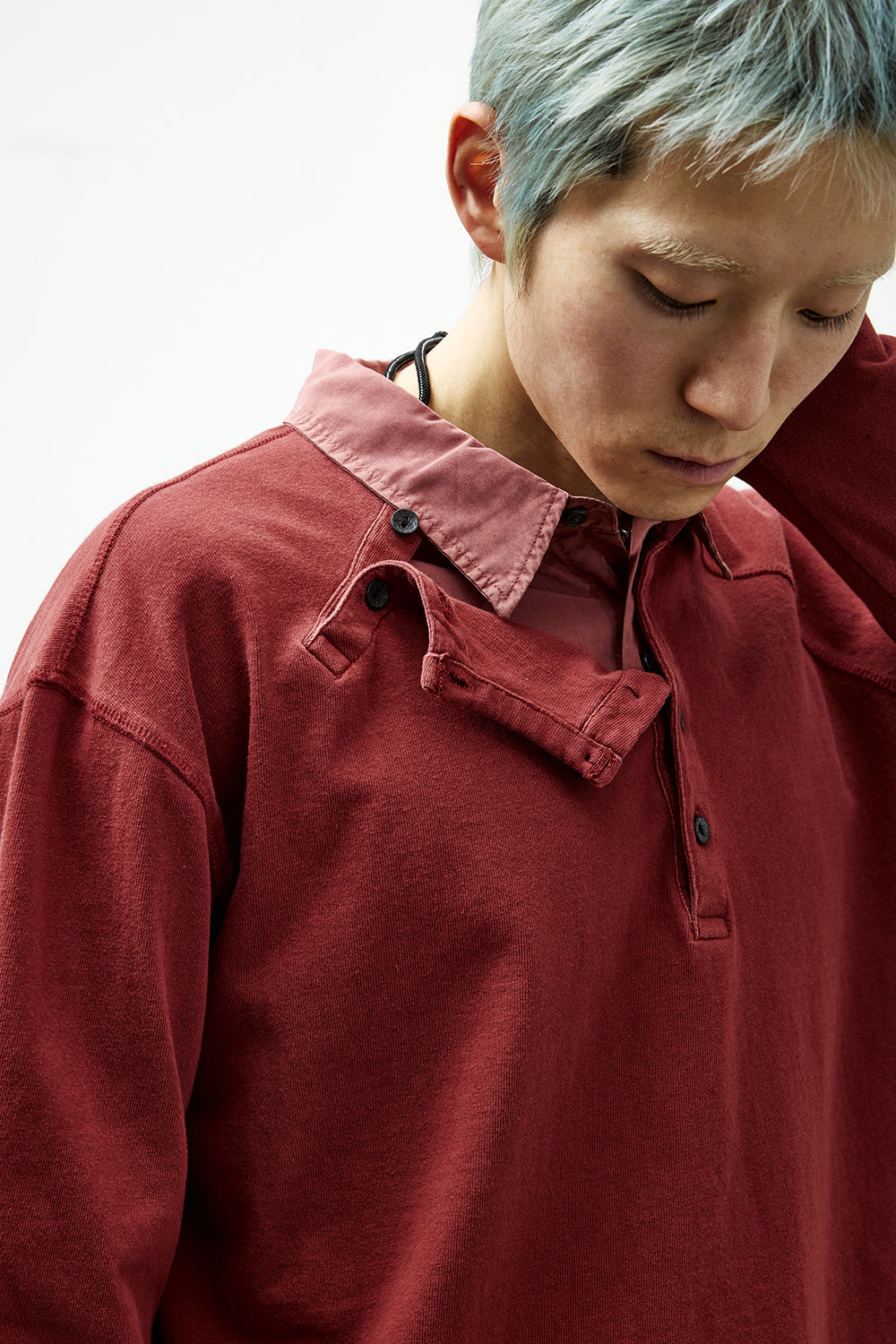 Hatchingroom - Double Henley Neck Tee Bleached (Red) product image 15 | TRAB K-Fashion Australia